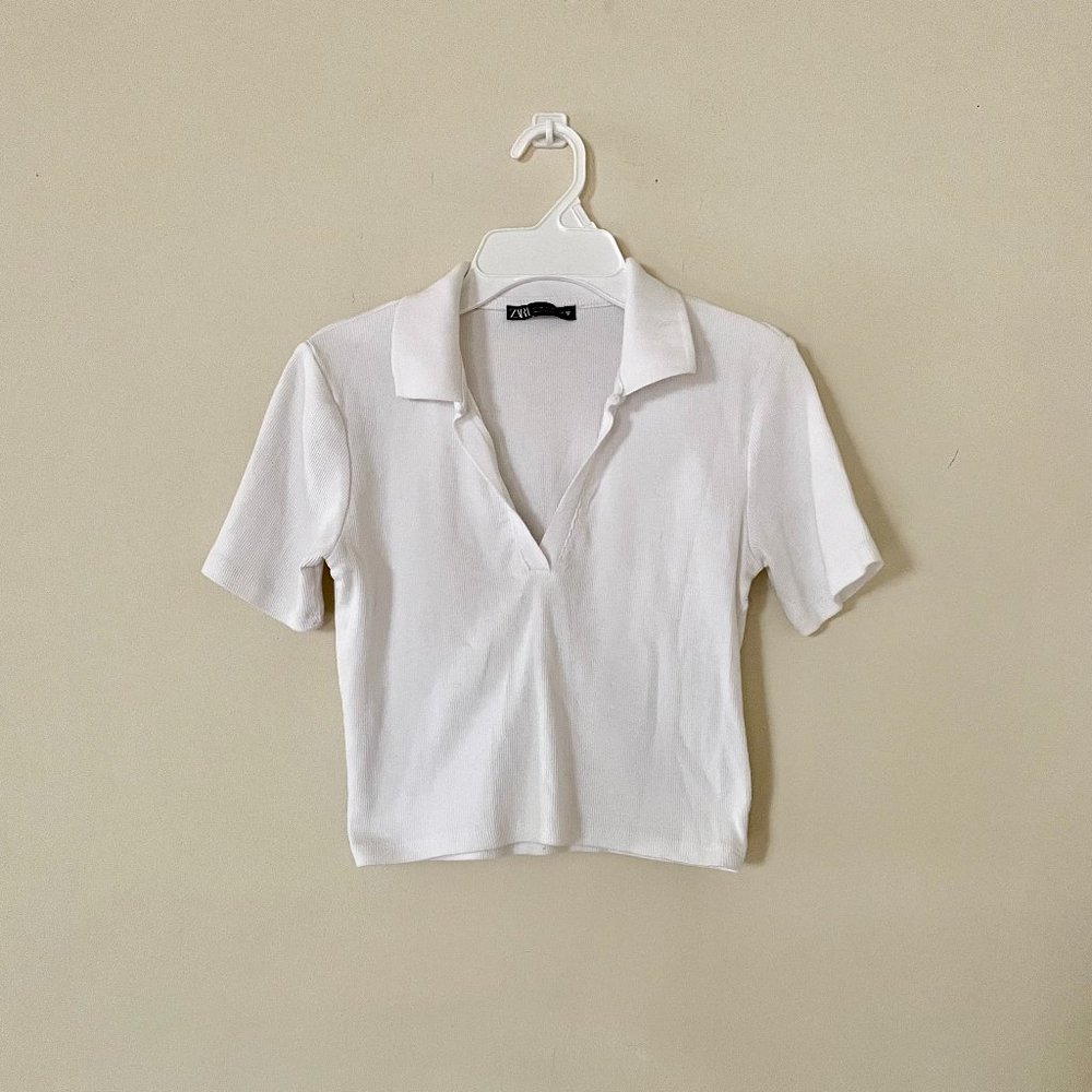 Soft V neck crop top, Short sleeve blouse ✿